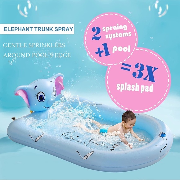 SALE - New 68" Splash Pad for Kids Pool with Sprinkler Outdoor Toy Pink or Blue​ - Picture 4 of 14